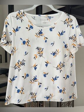 Ann Taylor Factory Botanical Floral Print Short Sleeve Top